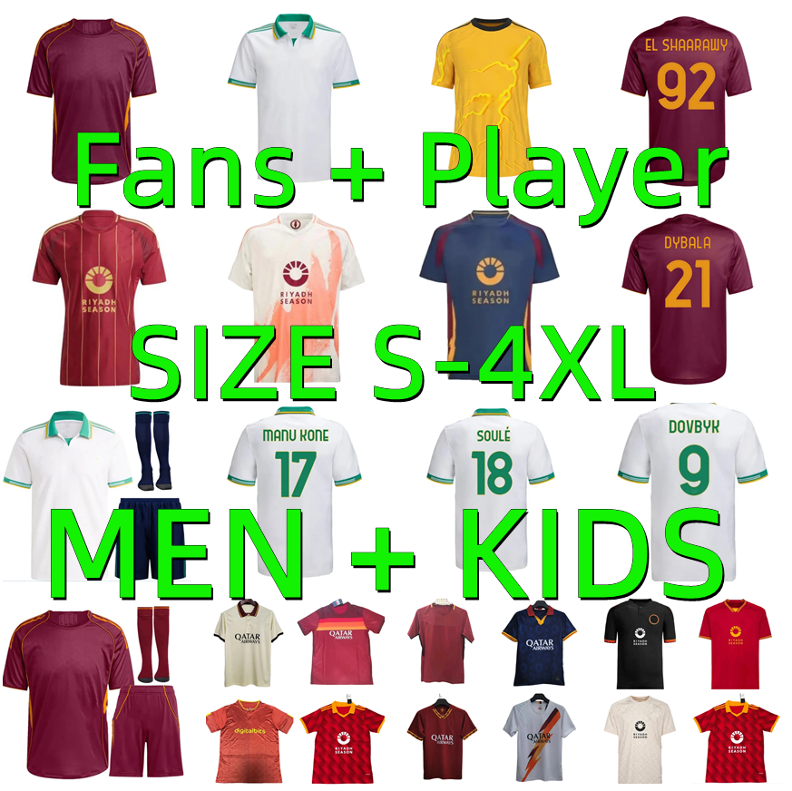 24 25 26 DOVBYK Roma SOCCER JERSEYS Player version 2025 2026 SOULE EISHAARAWY Pellegrini CRISTANTE KONE PISILLI MANCINI football Shirt maillots de foot Men kids kit