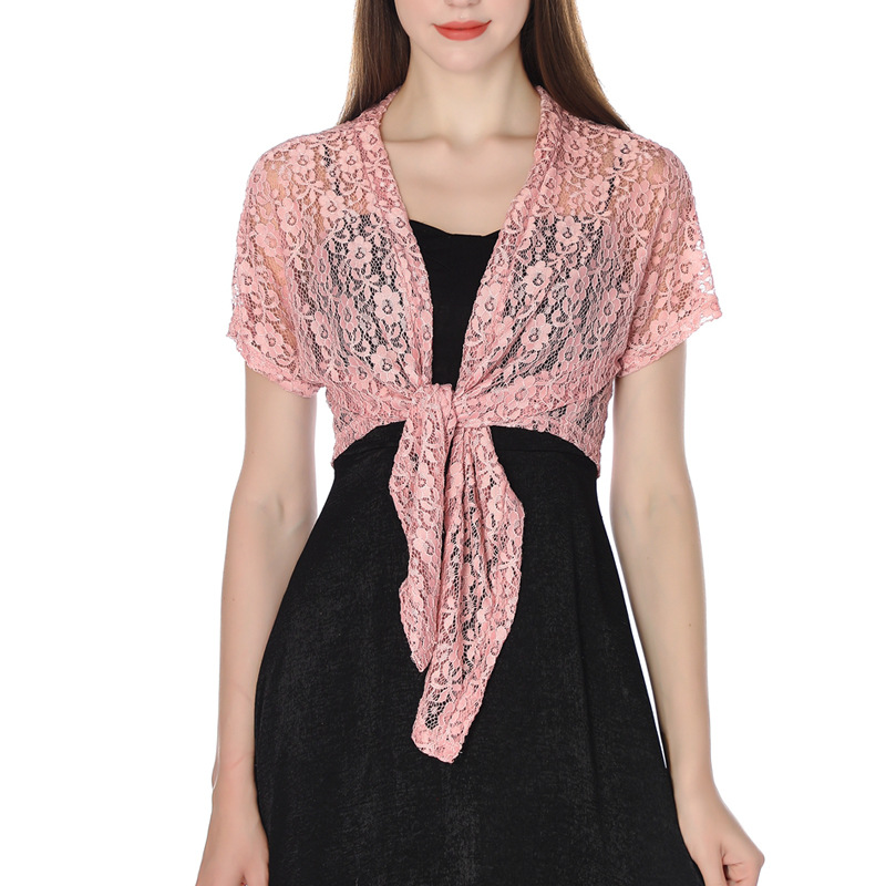 K1496 Lace cardigan shawl cheongsam dress shawl with skirt small waistcoat lace shawl for women