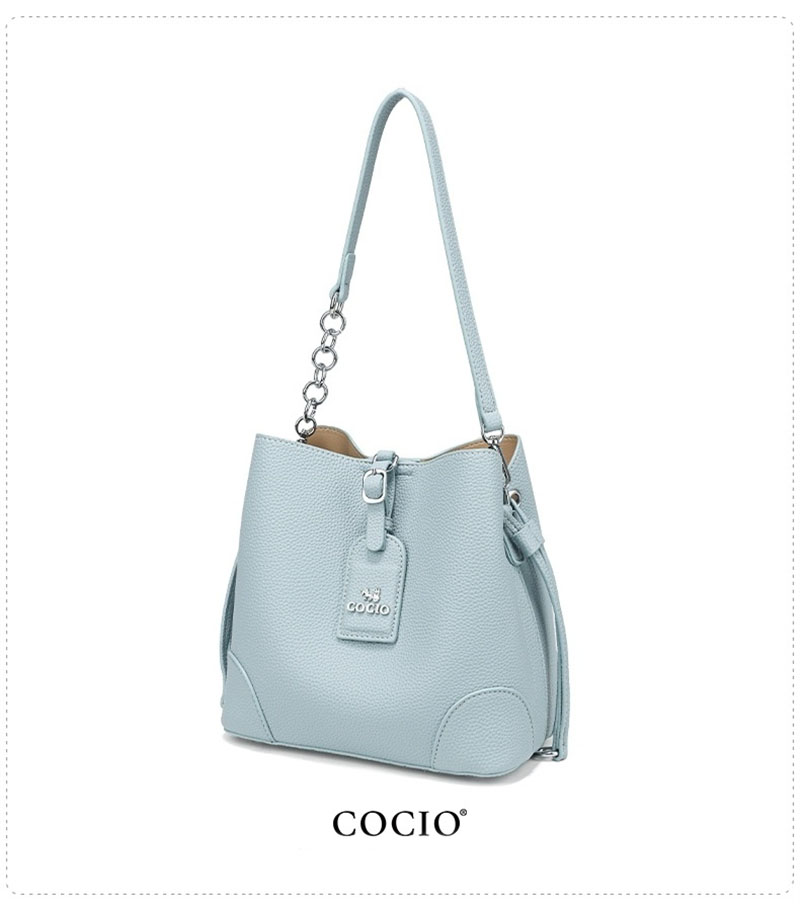 COCIO designer bag New leather light luxury vegetable basket bag classic composite bag casual fashionable versatile white blue bucket bag