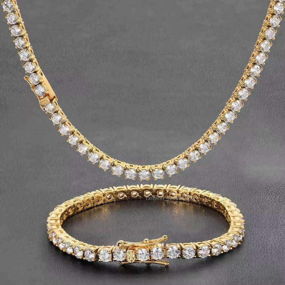 Silicon Stone Tennis Chain and Bracelet Ice Out 2mmVVS Sterling Sier