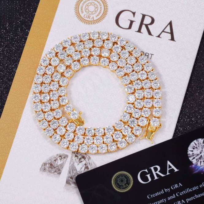 Wholesale Price in Stock Sterling Sier Mossanite 4mm VVS Dia Women/mans Necklace Moissanite Tennis Chain