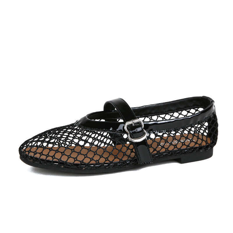 35-43 Breathable Mesh Flat One Strap Single Shoes Mary Jane Sandals Women