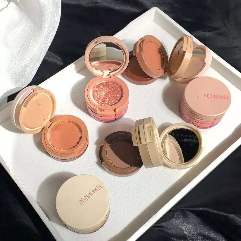 3 Warna Cute Nude Glitter Eyeshadow Palette Kosmetik Pelbagai Fungsi Pembayang Mata Tricolor Pearlescent Sand aron Eyesha X250726