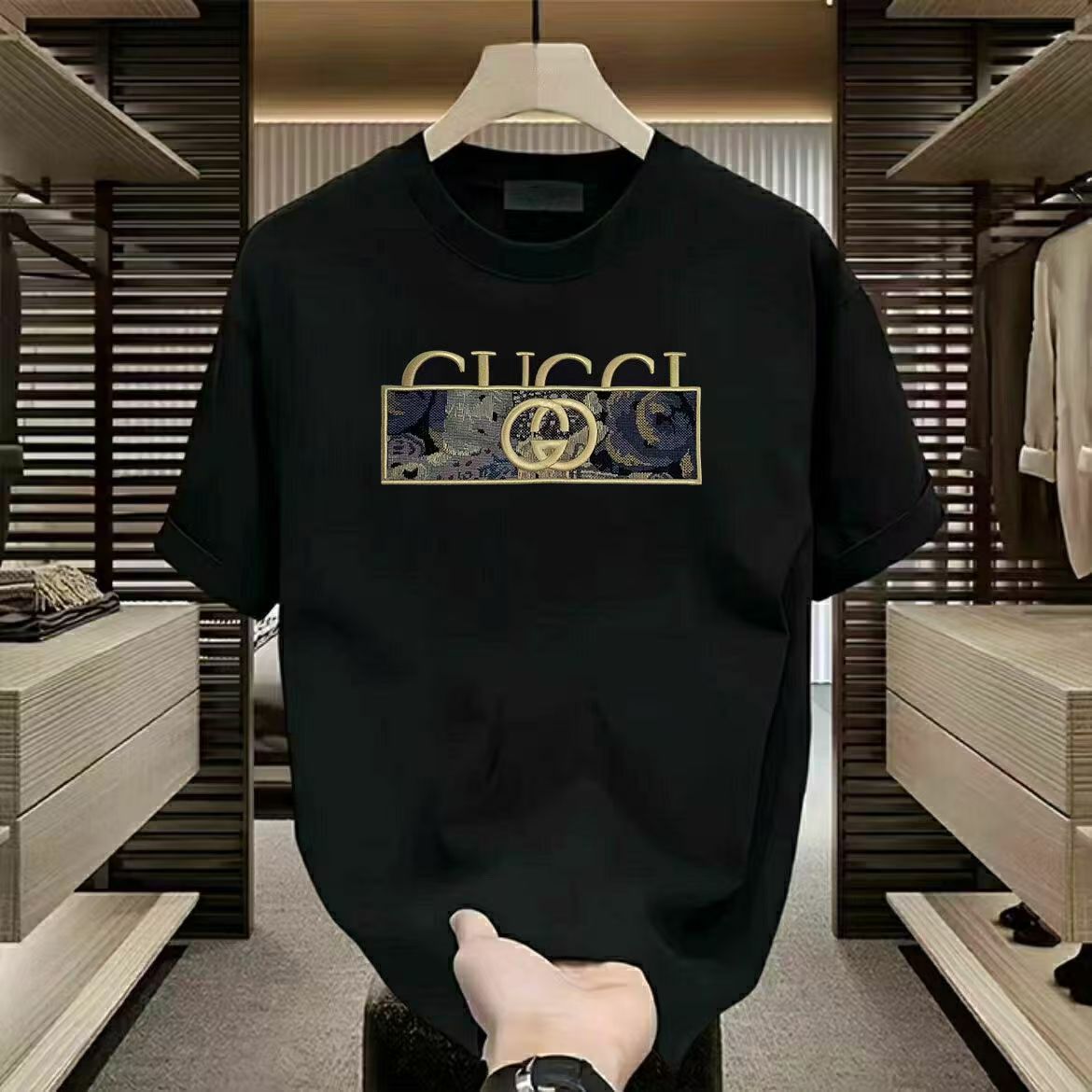 Teen Boys Heavyweight Cotton Men's Embroidered Tee - 2025 Summer Crew Neck Streetwear Top