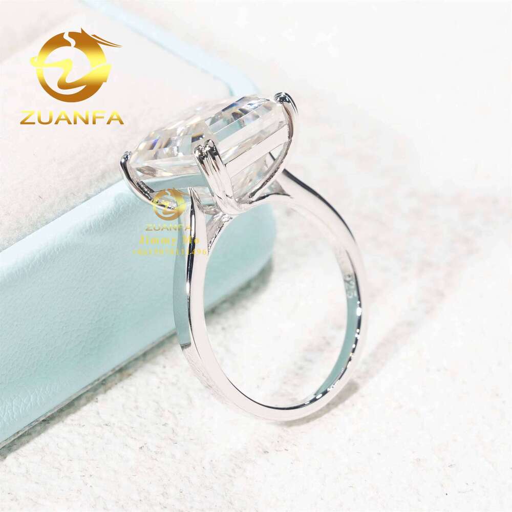 Custom Hidden halo Wedding Bridal Jewelry Solid Sier D Color 8ct Moissanite Asscher Dia Engagement Ring Women