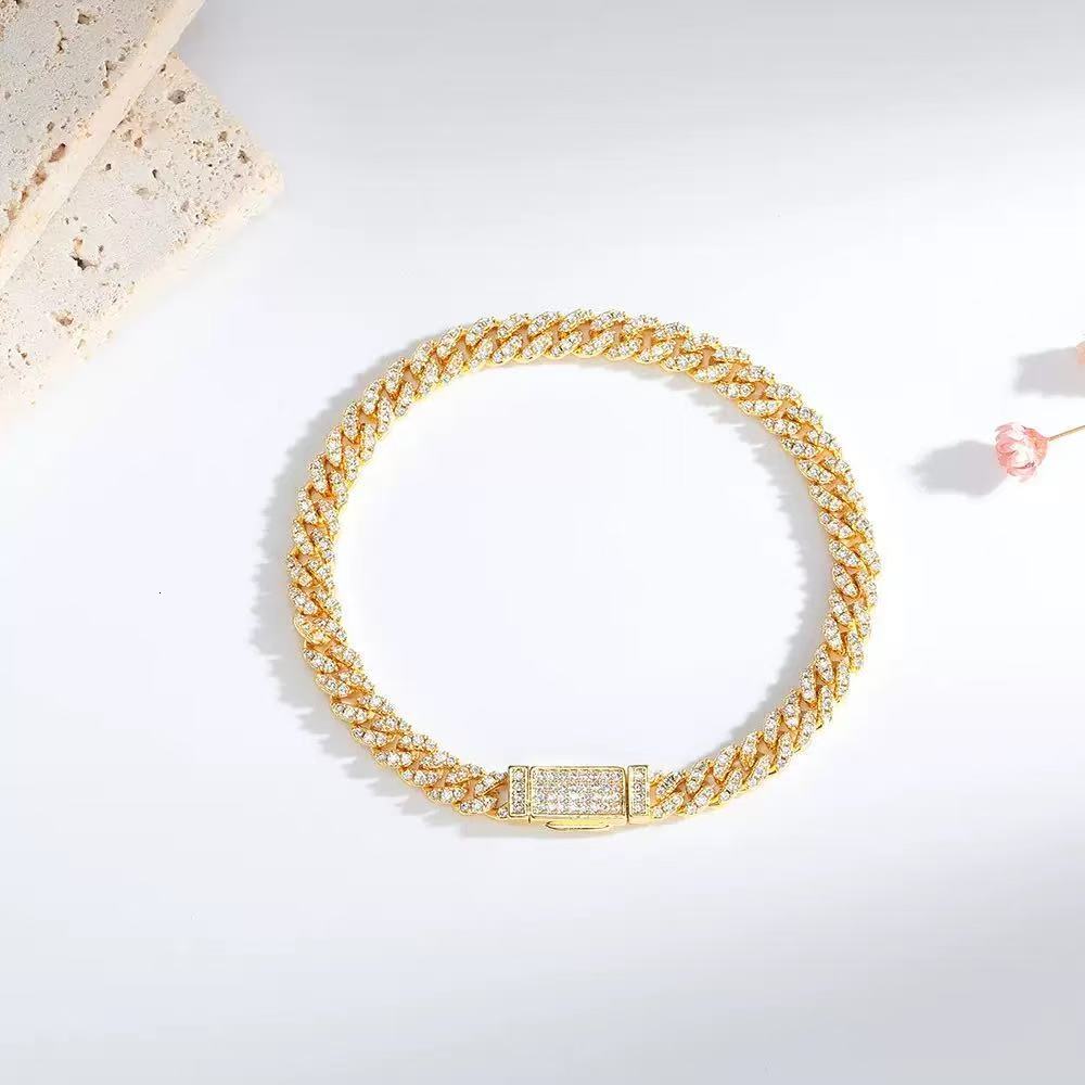 8mm VVS Moissanite Diamond Prong Link Chain 925 Sterling Silver Rhodium VVS1 Cuban Link Necklace