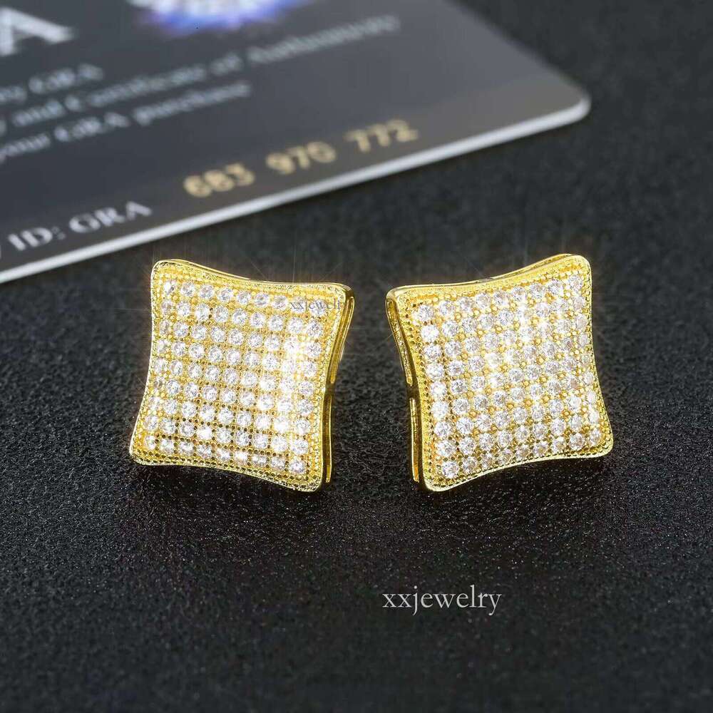 Sapphires high-end earringsFull VVS Moissanite Design Iced Out Earrings Shiny Sterling Sier Hip Hop Jewelry