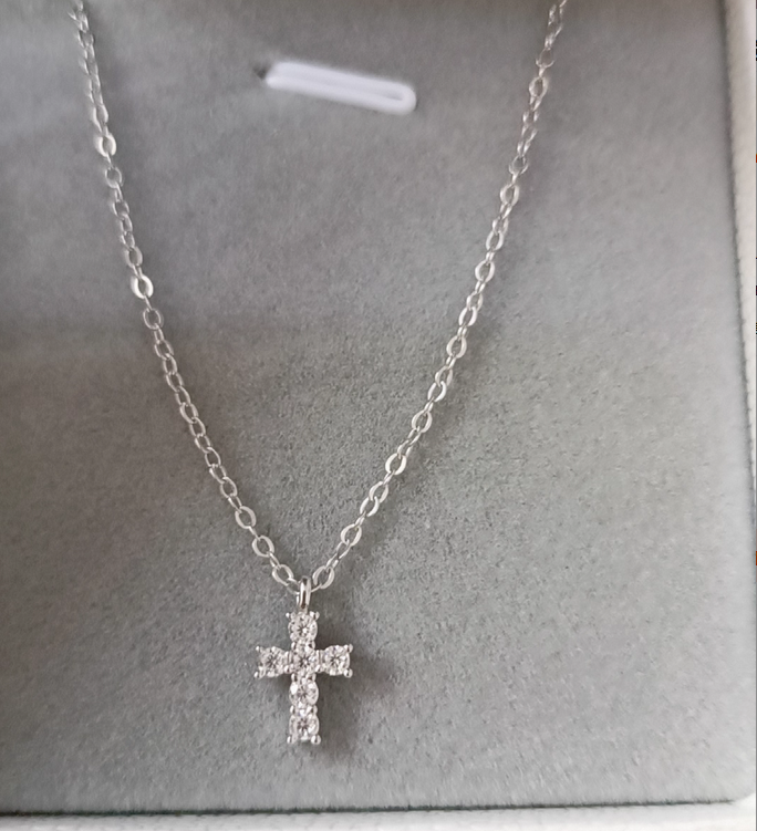 Choucong Brand Cross Pendant Vintage Jewelry Genuine 100% S925 Sterling Silver Round Cut White Lab Moissanite Diamond Party Women Clavicle Necklace Gi