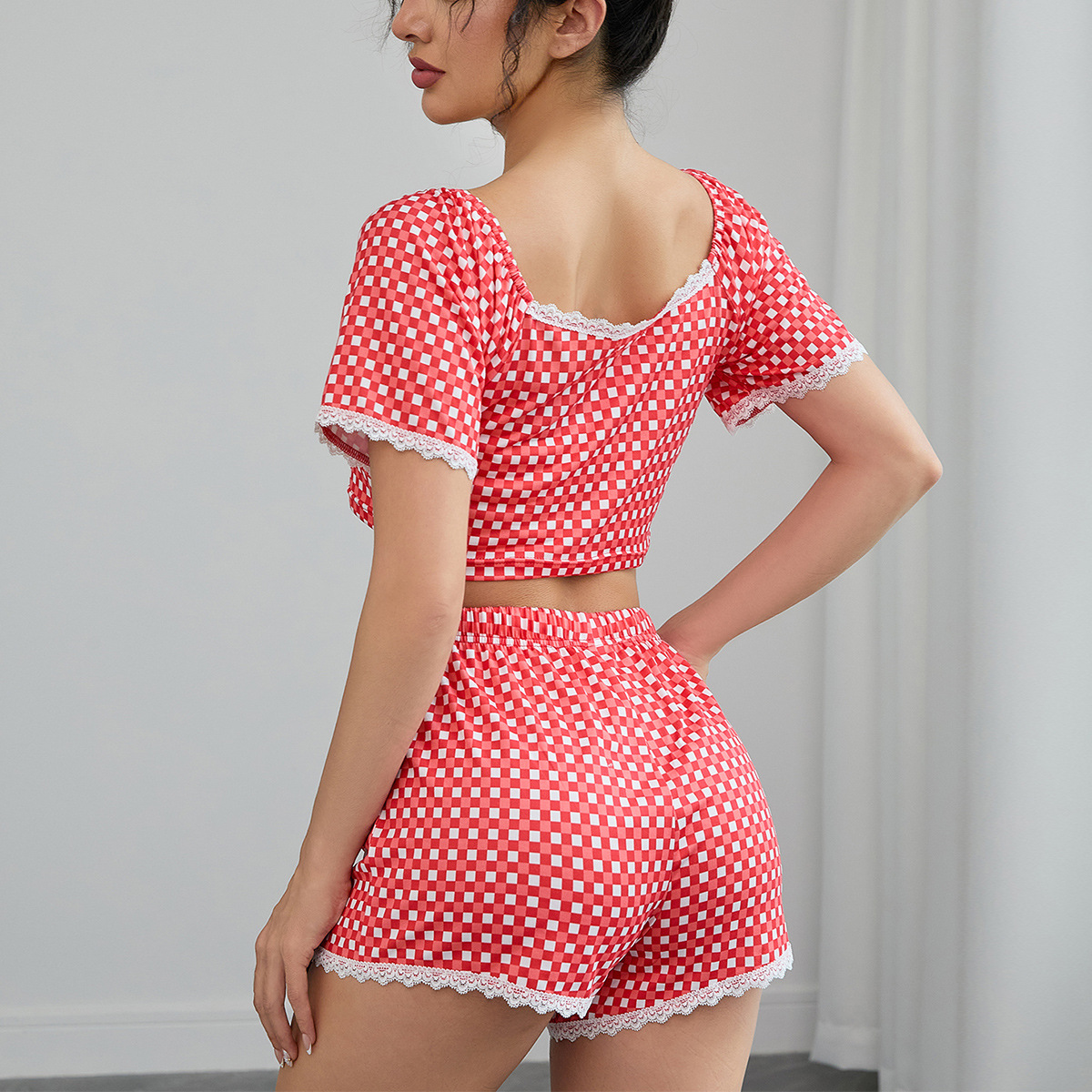 B992-New cross-border women's pajamas summer sexy short-sleeved shorts two-piece home clothes