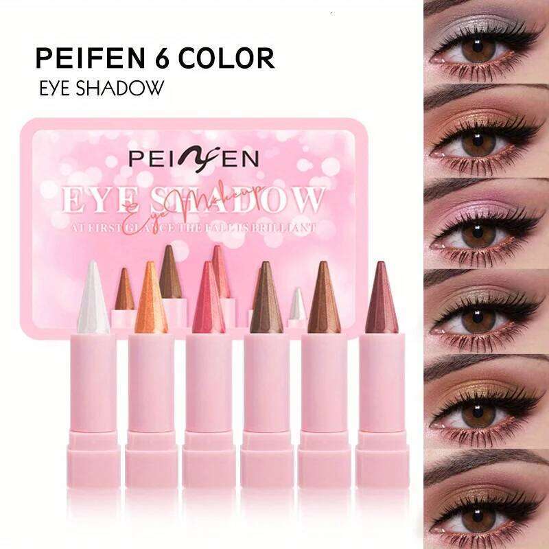 6-Color Silky Highlight Shiny Pen Light Makeup No Sdge Lazy Pointed Eyeshadow Set X250726