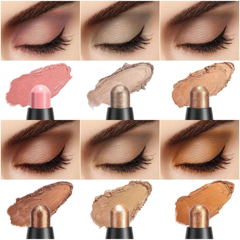 Pearlescent Double Ended Eyeshadow Stick with Brush Eyes Makeup Contour Tint Highlighters Pencil 2 in1 Glitter Eye Shadow X250726