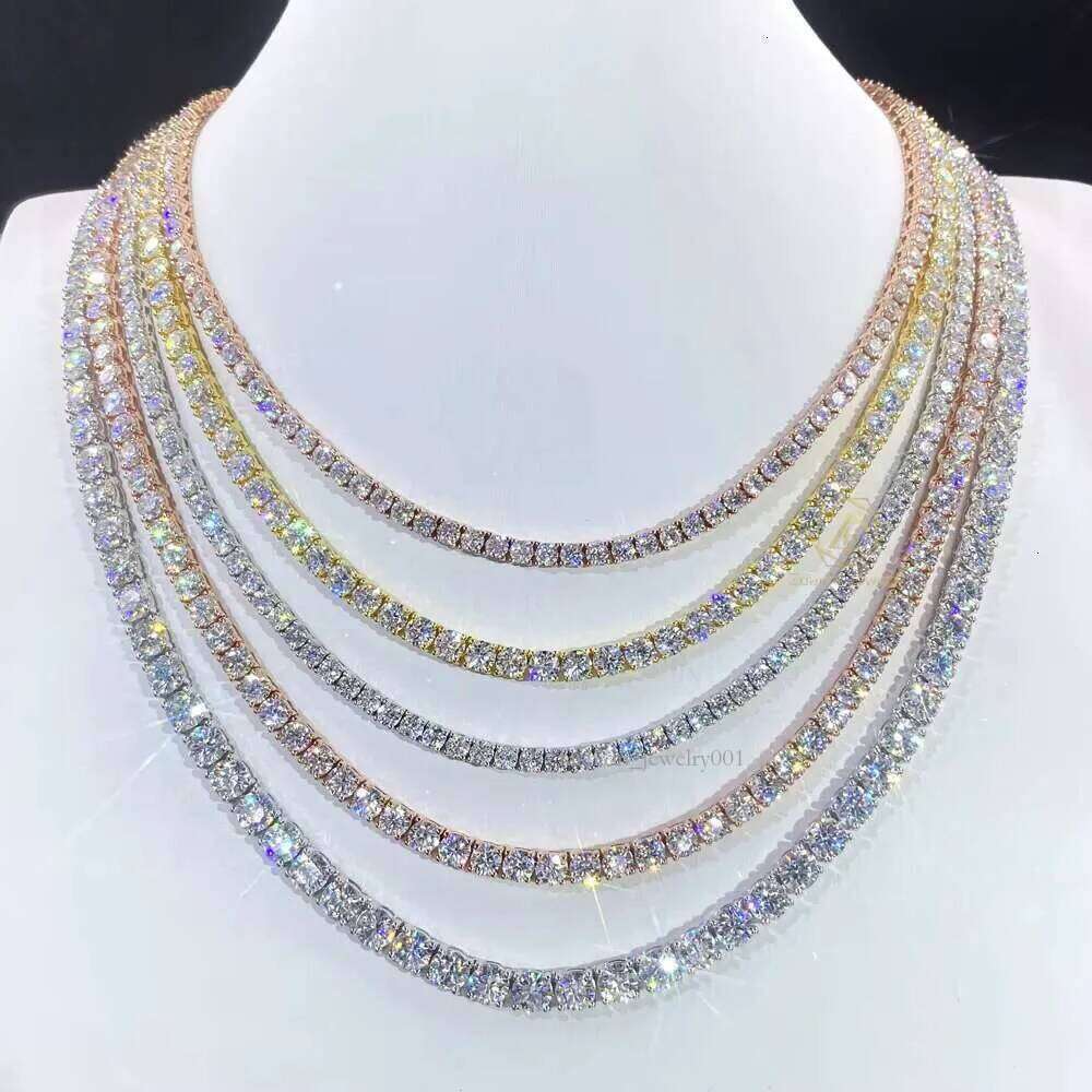 Hip Hop Style Sier GRA VVS Moissanite Dia Tennis Chain 2MM-6.5MM Necklace Cheap Price Cuban Jewelry for Men Women Through testing