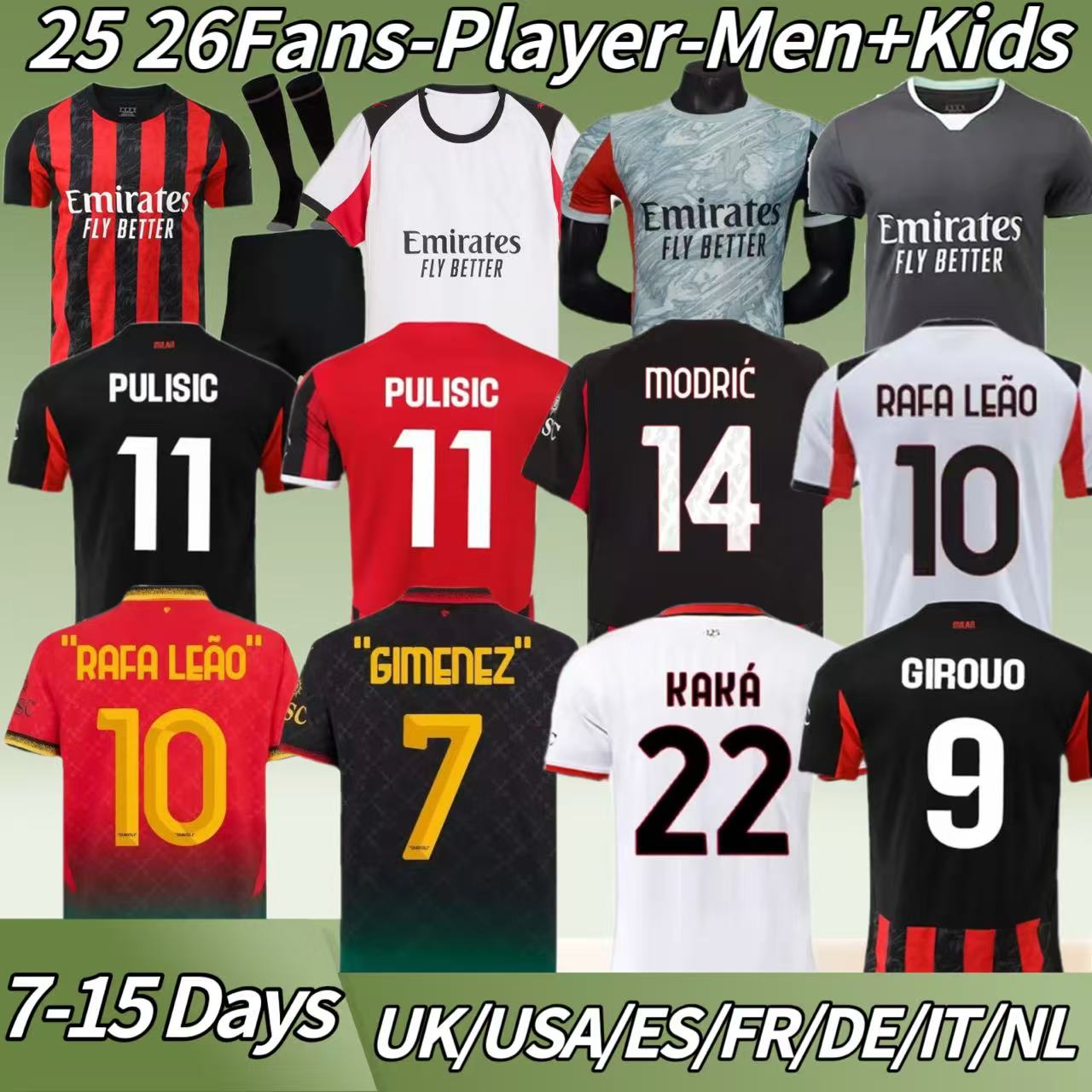 S-4XL 2025 AC #14 Modric Soccer Jerseys acmilan 25 26 PULISIC THEO RICCI Shirt RAFA LEAO CALABRIA GIMENEZ KALULU OKAFOR BENNACER WALKER kids kit Milan Football kit