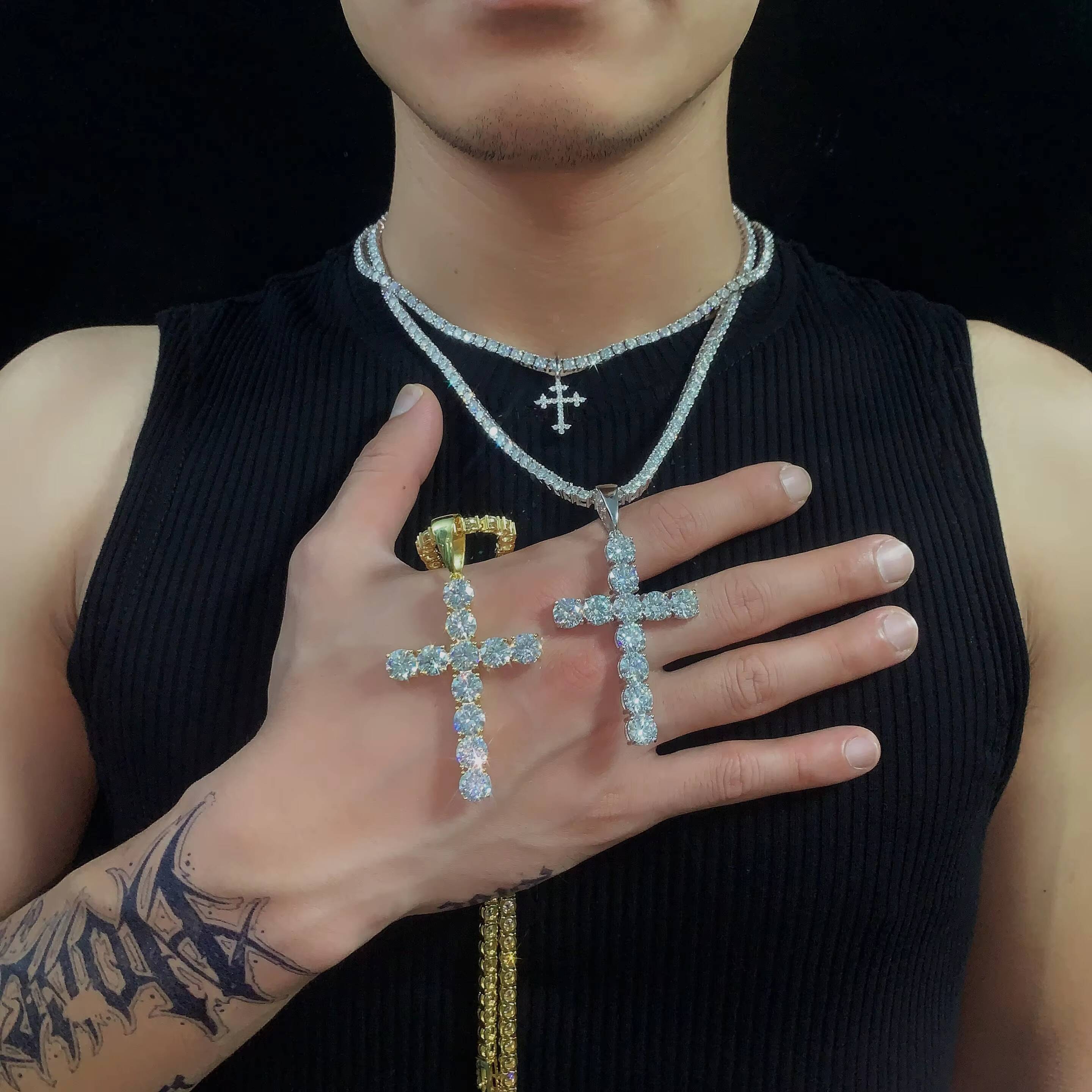 Ready to Ship 48 Hours X Large Cross Pendant Moissanite Pendants Sun Iced Out Jewelry Diamonds Custom Moissanite Pendant