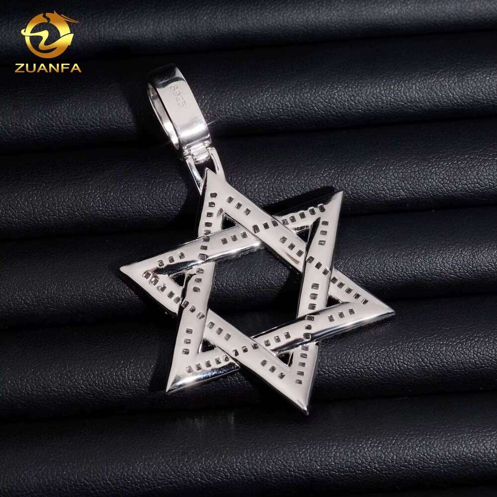Hip Hop Jewelry David Ice Out Baguette Star Sier VVS D Moissanite Exquisite Charm Pendant