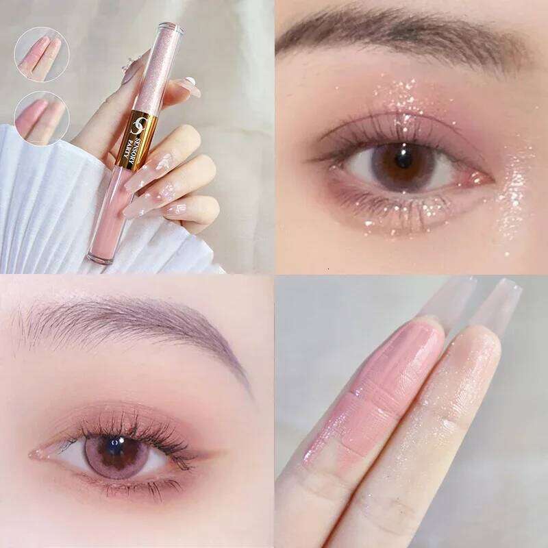 2 In 1 Double-head Dia Liquid Eyeshadow Brightening Lightweight Waterproof Matte Contour Blush Silkworm Glitter Eye Makeup X250726