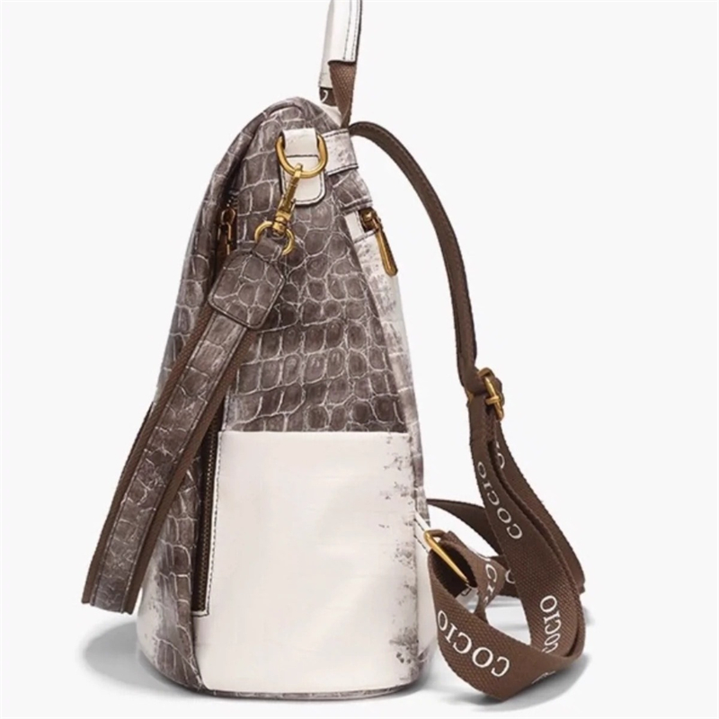 COCIO designer New genuine leather crocodile pattern white backpack casual outdoor multifunctional fashionable travel bag dh4623024 982bf8 692b71