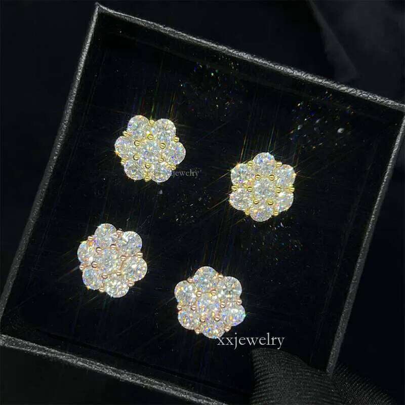 Hot Sale Fashion Jewelry Earrings Gold Plated Sier Vvs-Fl GRA Iced Out Screw Back Moissanite Stud Earring