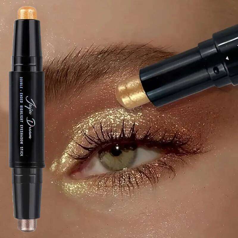 Double-headed eyeshadow sticks, colored glitter brown high-pigment waterproof cream, eye shadow pencil long-lasting cosmetics X250726