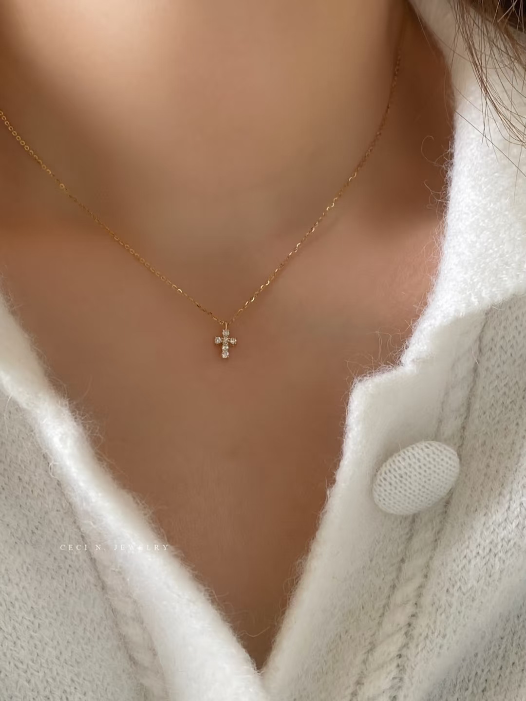 Choucong Brand Cross Pendant Vintage Jewelry Genuine 100% S925 Sterling Silver Round Cut White Lab Moissanite Diamond Party Women Clavicle Necklace Gi