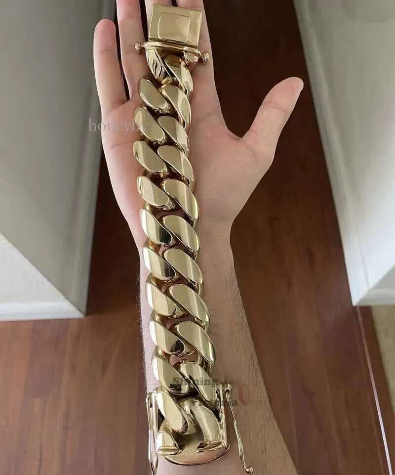 New Arrival 28mm 520g 9.5 Custom Made Hip Hop Jewelry Real 14k Plating 999 Solid Sier Gold Cuban Bracelet
