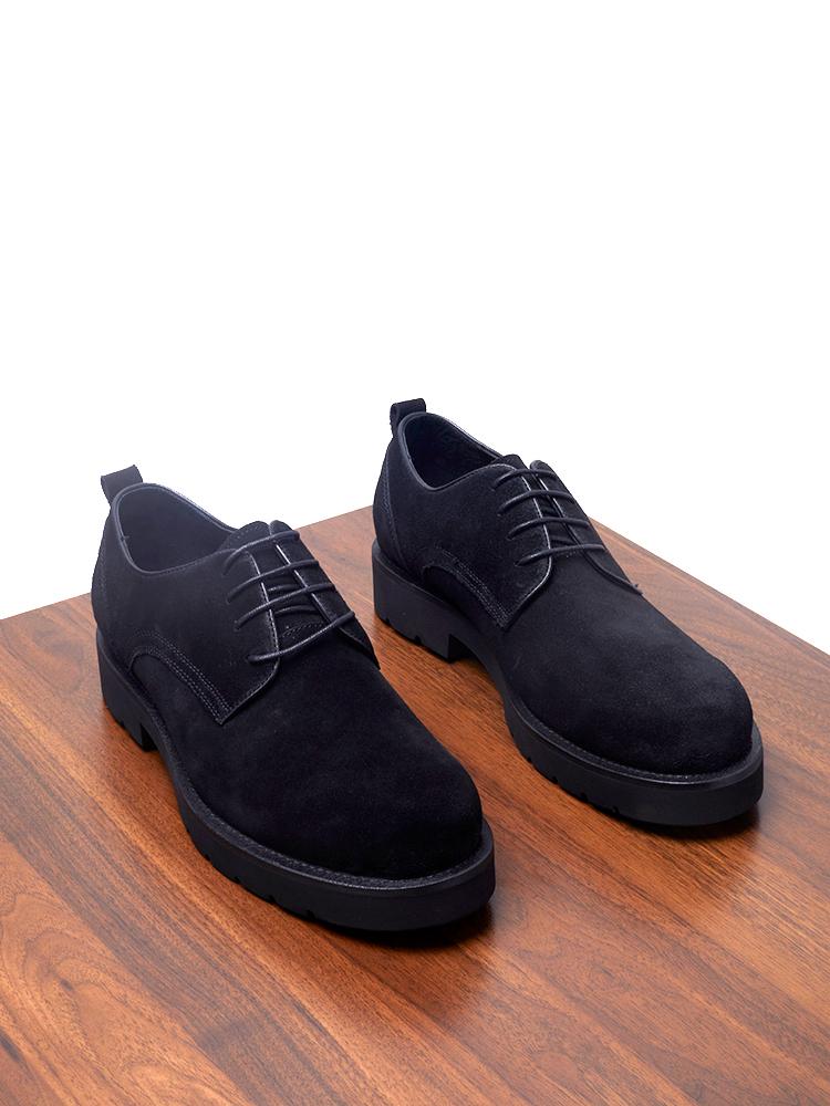 Business British leather shoes for men's genuine leather fur reverse velvet leather breathable matte casual thick sole versatile low top retro me