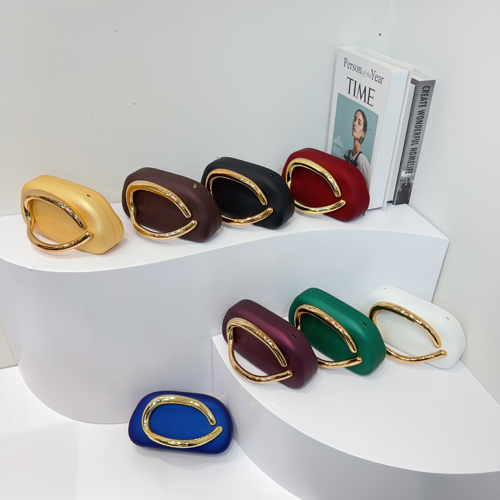 European and American Cross-Border Trend Classic Round Box Clutch Evening Bag Acrylic Bag Retro Metal Handle Shoulder Crossbody Bag