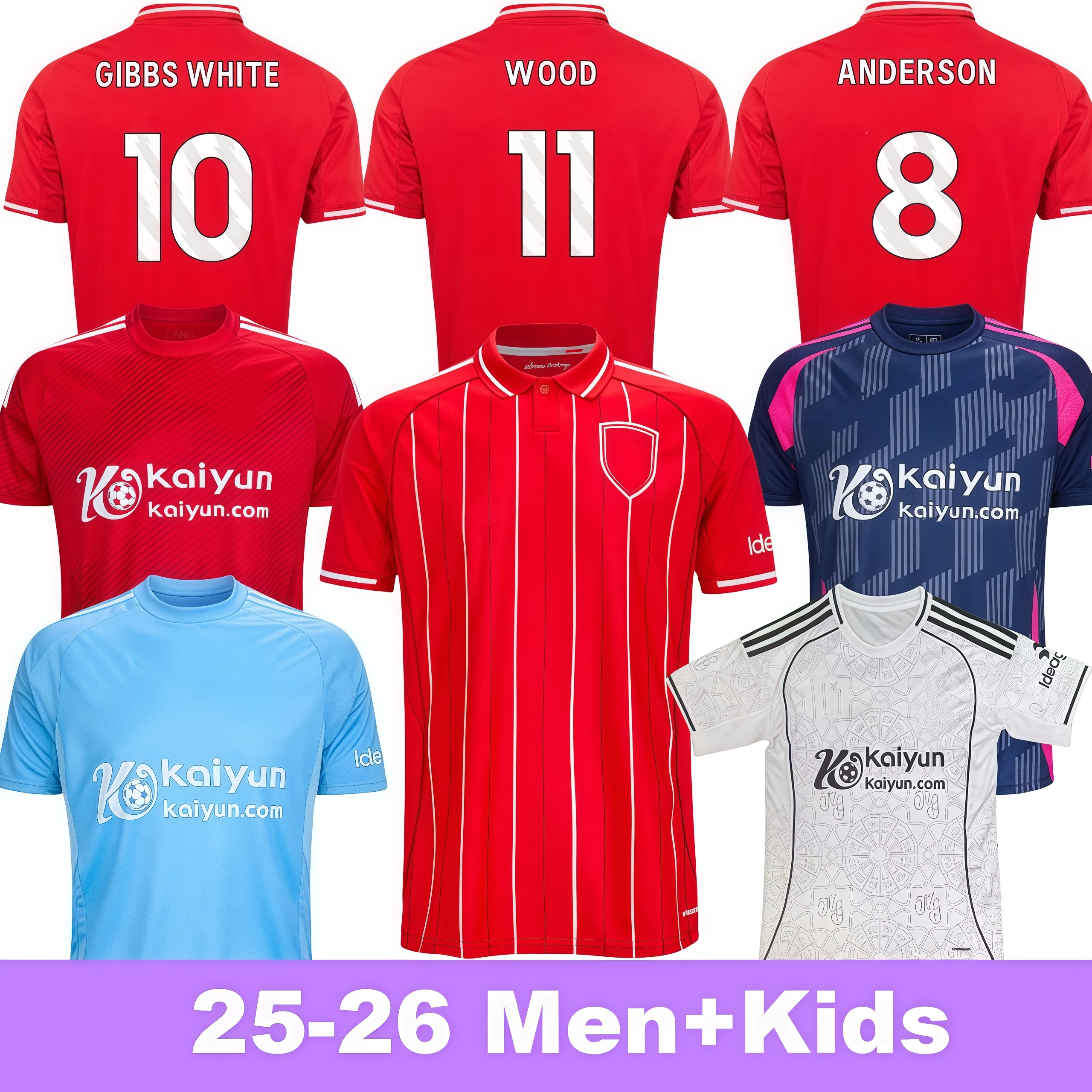 25/26 NottinghamS Soccer Jersey Wood football match shirts Gibbs-White Anderson Dominguez Hudson-Odoi football kids kit