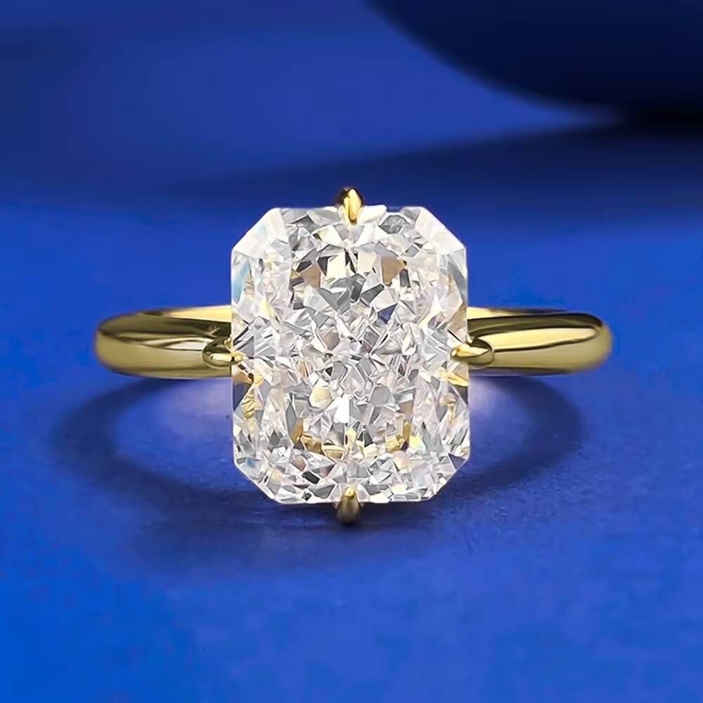 MEENOY Fashion 18K Gold Plated 925 Sterling Silver Lab Grown Sapphire ZIRCON Gemstone Engagement Wedding Ring