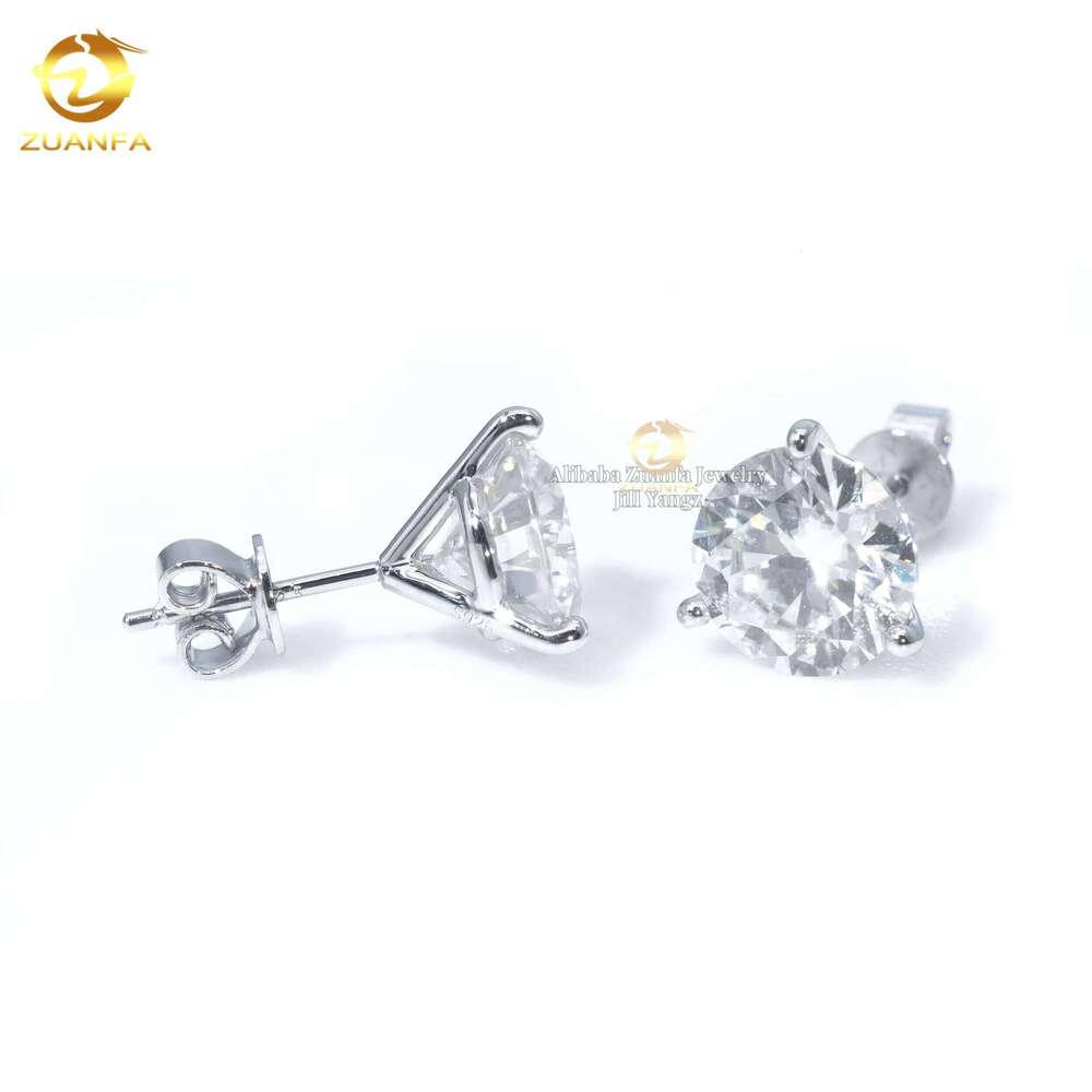 Martini Set Moissanite Earrings 9.5mm Large Stone Round Brilliant Cut Sier Wedding Accessories Hip Hop Jewelry