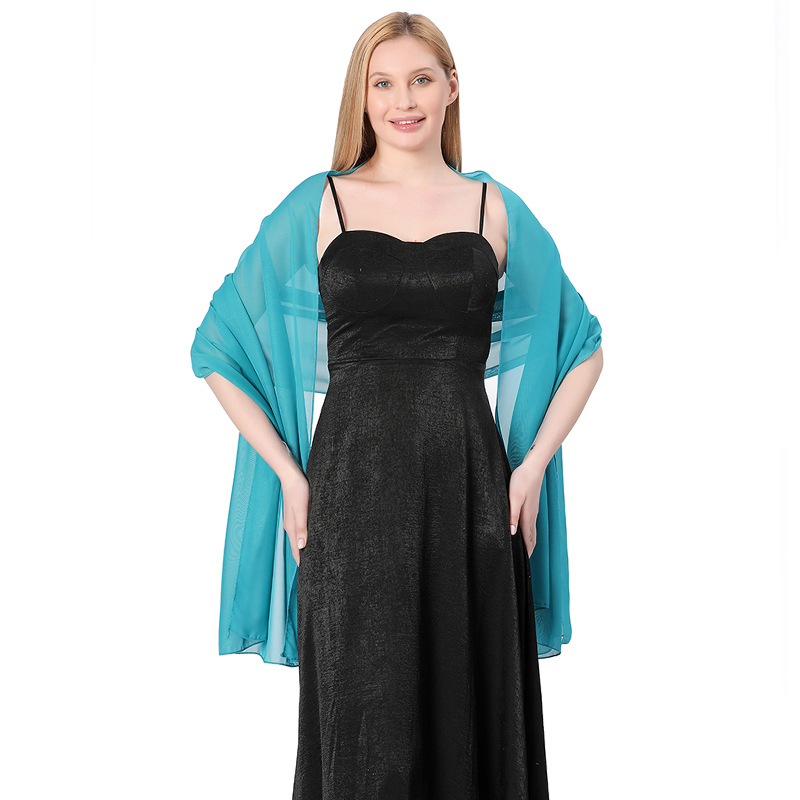 K1491 High Quality Solid Color Chiffon Long Shawl Bride Bridesmaids Wedding Dress Prom Party Dinner Shawl