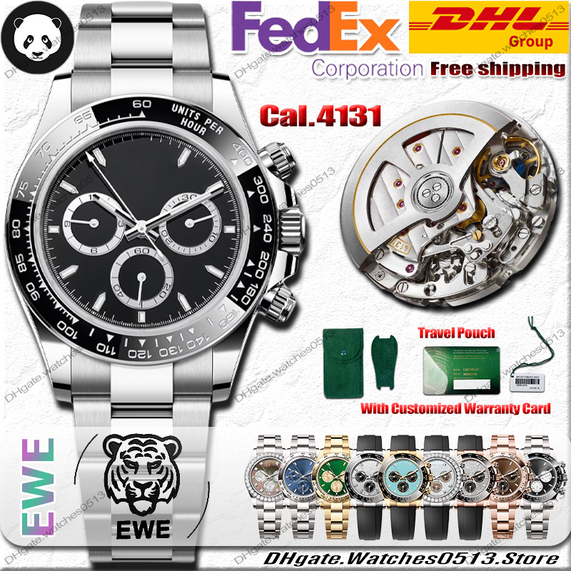 Luxury Watches Men Designer Watches 40MM 4131 Automatic Movement 904L Stainless Steel Ceramic Bezel Sapphire Luminous Chronograph 72H Power Reserve EWE Factory