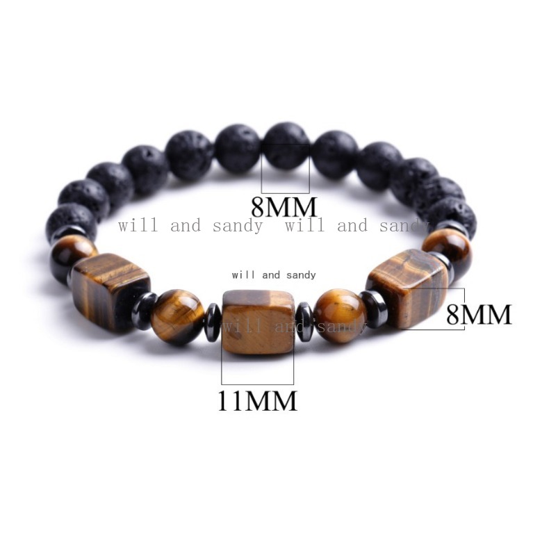 Natural Stone Bead Strand Bracelets Square Cube Crystal Beads Stretch Essential Oil Diffuser Bracelet for Women Men Aromatherapy Fine Jewelry - view 4