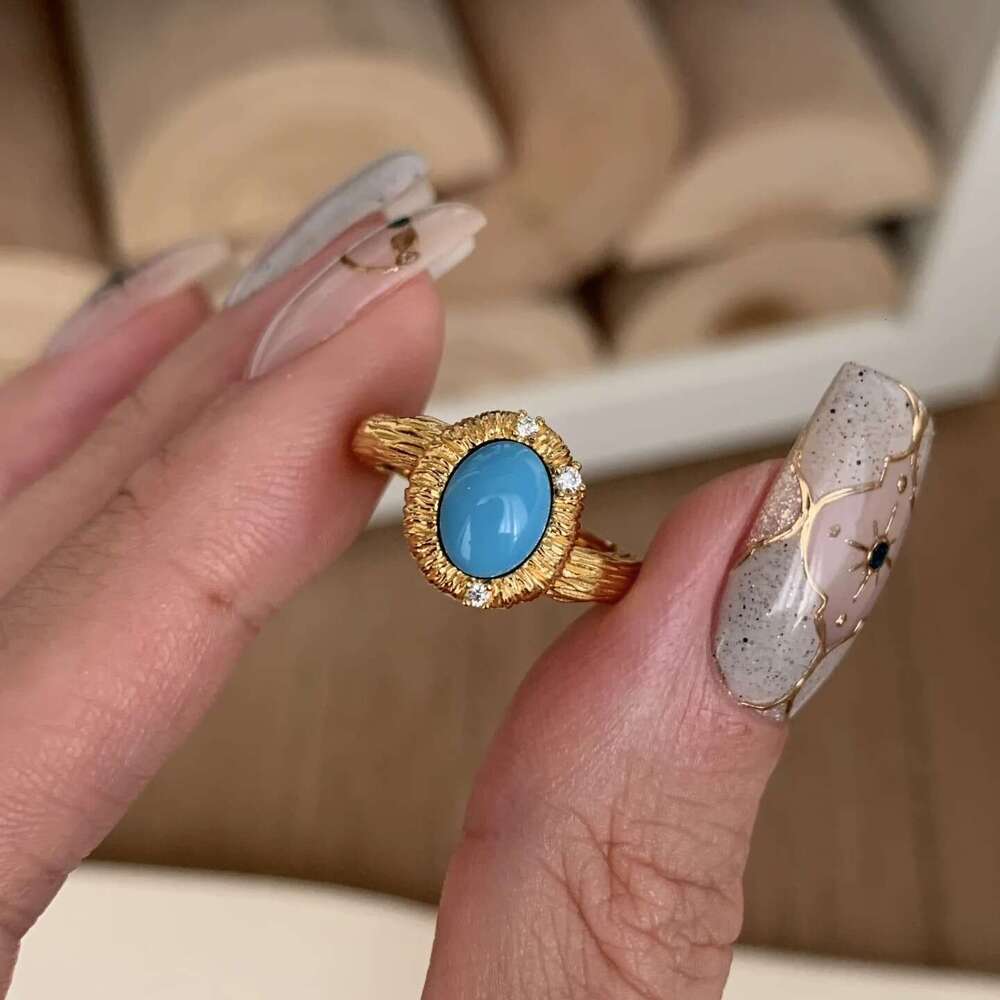 INS Luxury jewelry designer necklace bracelet earring set vintage style handmade brushed blue pine necklace high-end luxury ring temperament earring P