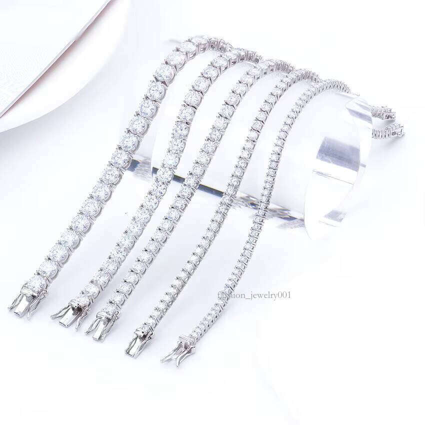 Tennis Chain 2-5mm Full Set Silicon Stone Bracelet S Sier Plated Light Design, Elevating the Sense of Both