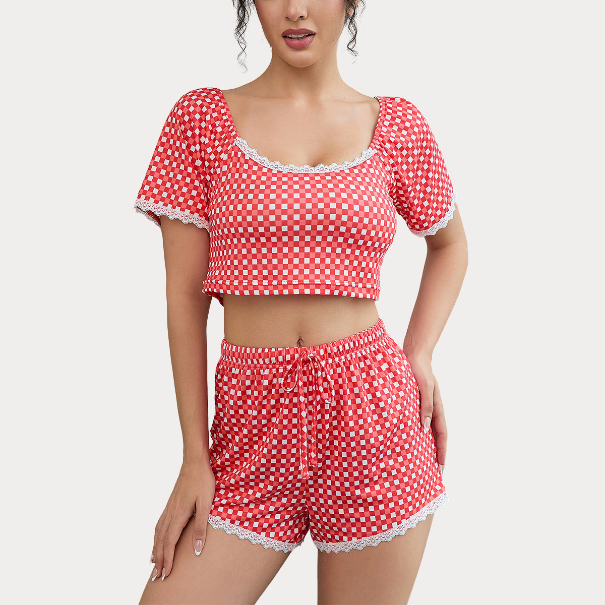 B992-New cross-border women's pajamas summer sexy short-sleeved shorts two-piece home clothes