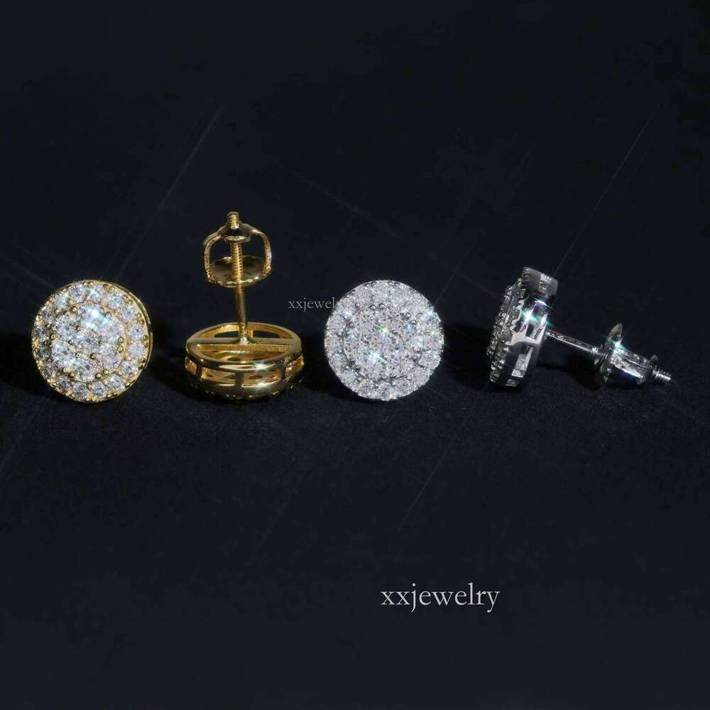 Round Shape Cluster Dia Studs Sterling Sier VVS Moissanite Earring Fashion Hip Hop 9.7mm Women Earrings