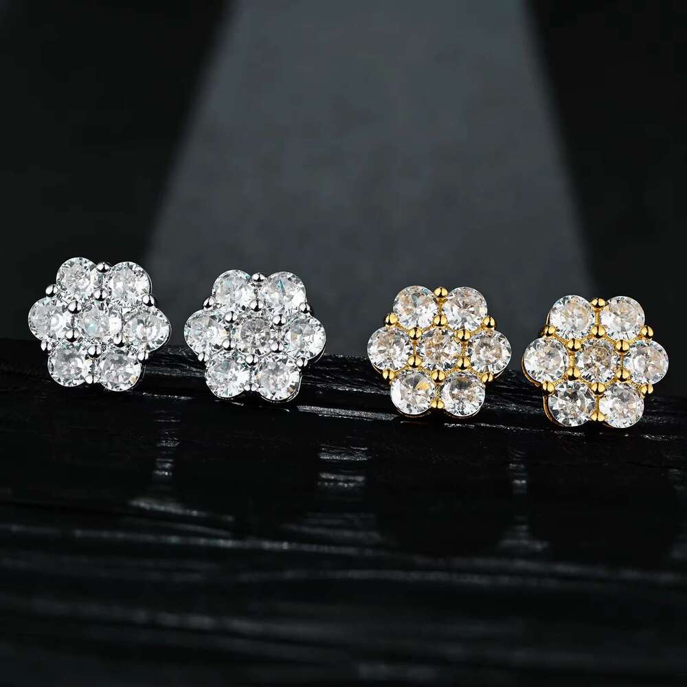 Tester Suower Cluster Sterling Sier VVS Moissanite Earrings Unisex Gold Plated