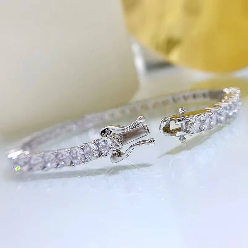 MEENOY Factory Price Trendy 925 Silver Jewelry Moissanite Lab Diamond Tennis Bracelet for Women