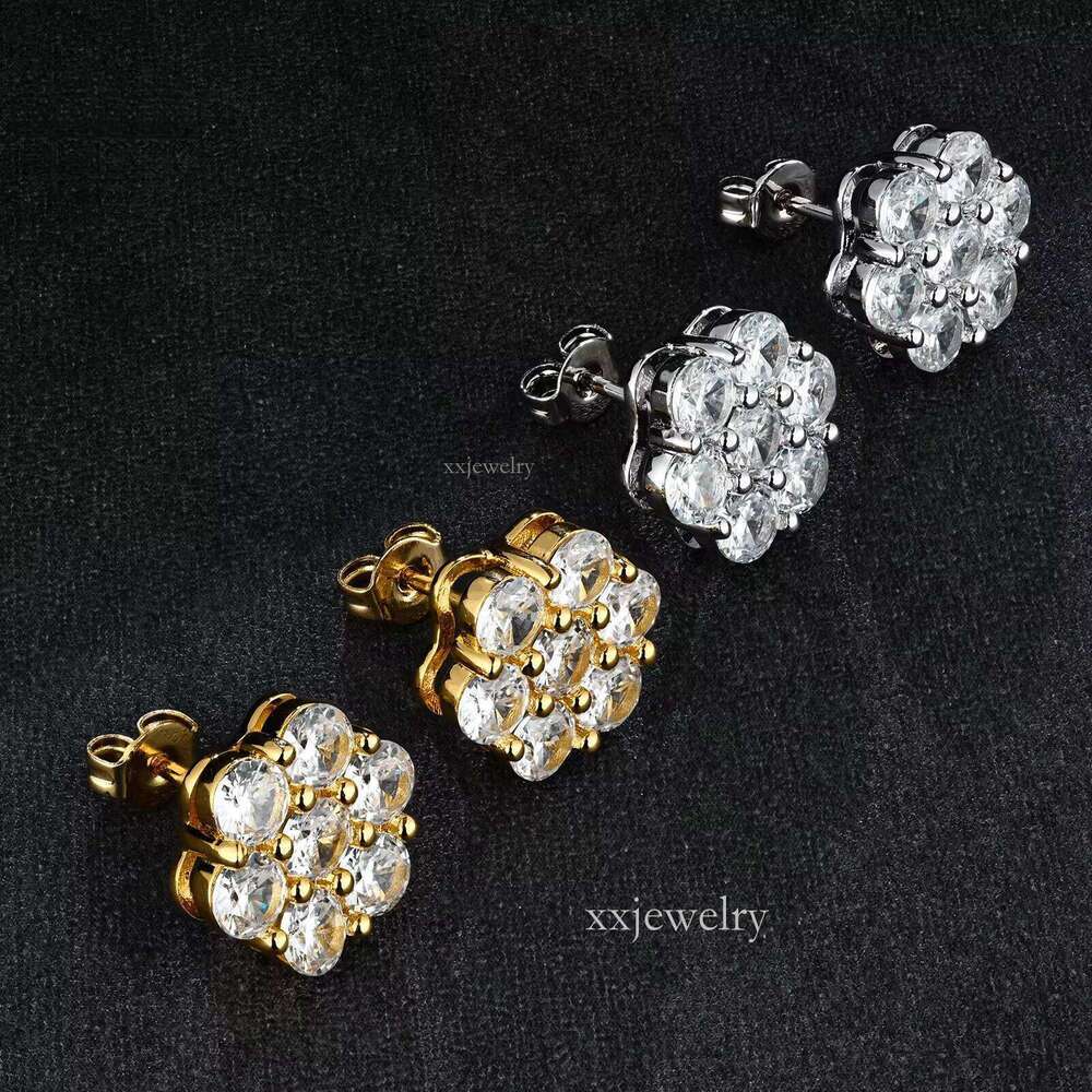 Tester Suower Cluster Sterling Sier VVS Moissanite Earrings Unisex Gold Plated