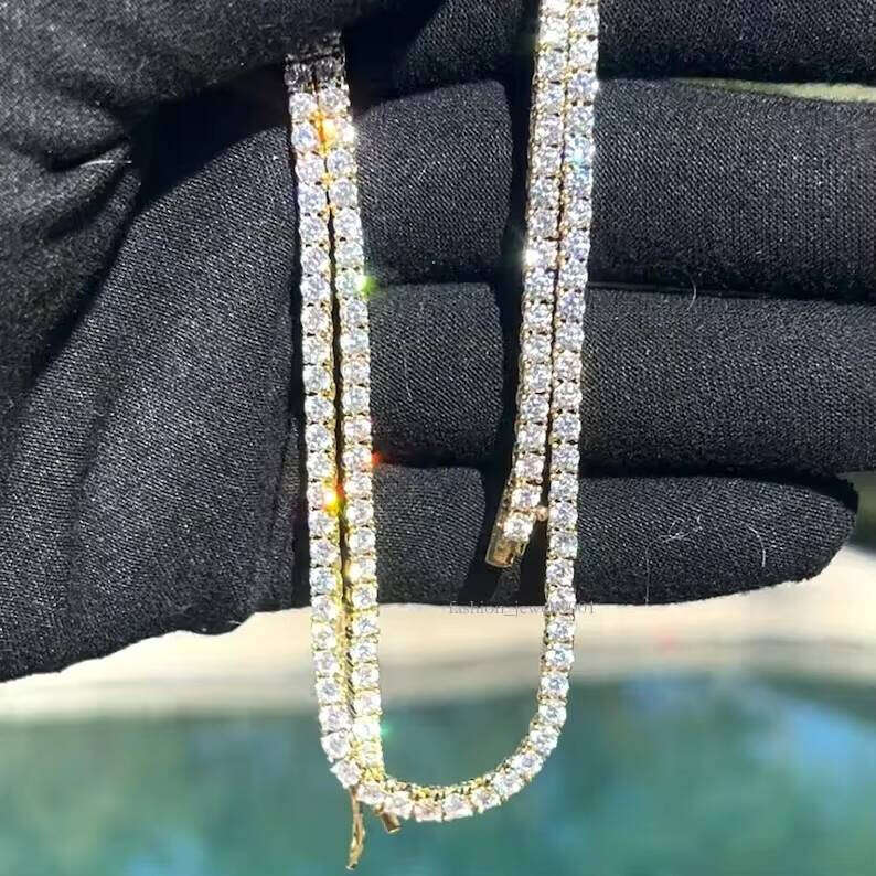 Tennis Necklace & Bracelet Sier VVS Jewelry Men's Ice Silicon Stone Cuban Chain Elegant Hip-Hop Style