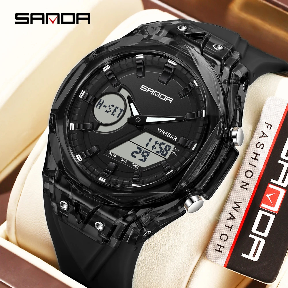 6283 Fashion Electronic Quartz Watches for Men Dual Display Students Luminous Alarm Clock Shockproof Sports Digital Watch 250724