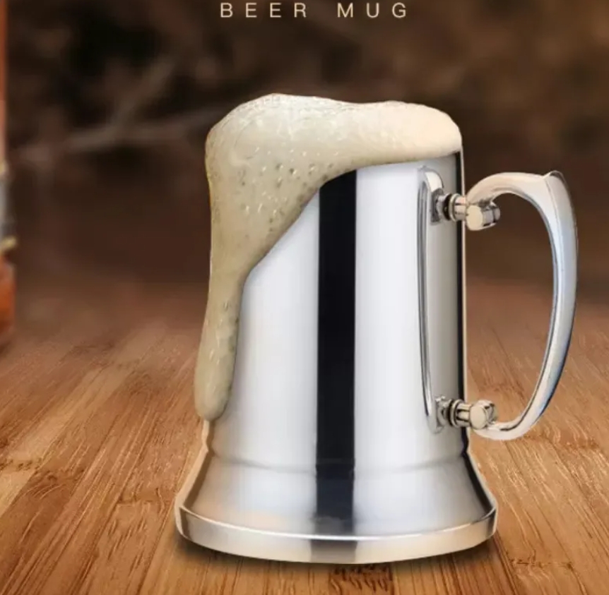 NEW 16 oz ounce Double Wall Stainless Steel Tankard Double Wall Beer Mug Cocktail Breakfast Tea Milk Mugs 450ml Handgrip Coffee Cup Bar Tools Drinkware Tools