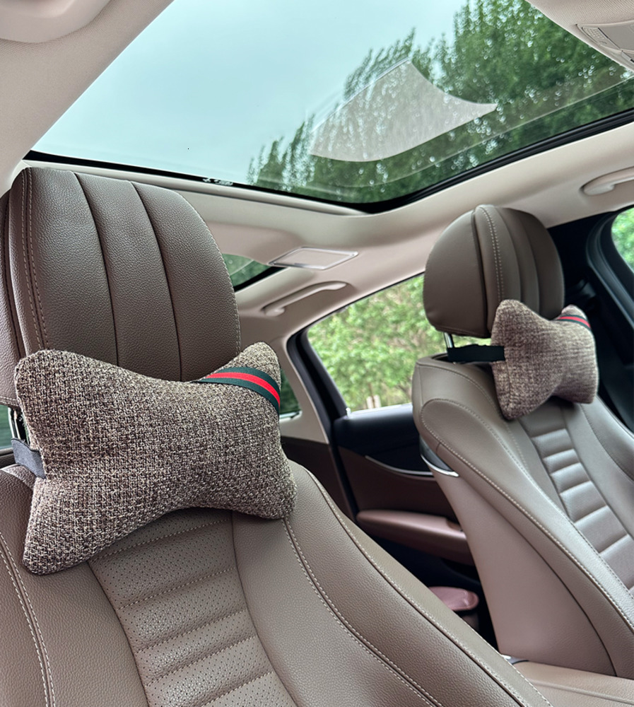 Seat Cover Interior Cotton Linen Four Seasons Bone Butterfly Shape Breathable Winter Summer Pair Car Use Car Pillow Neck Pillow Headrest Pillow 250726