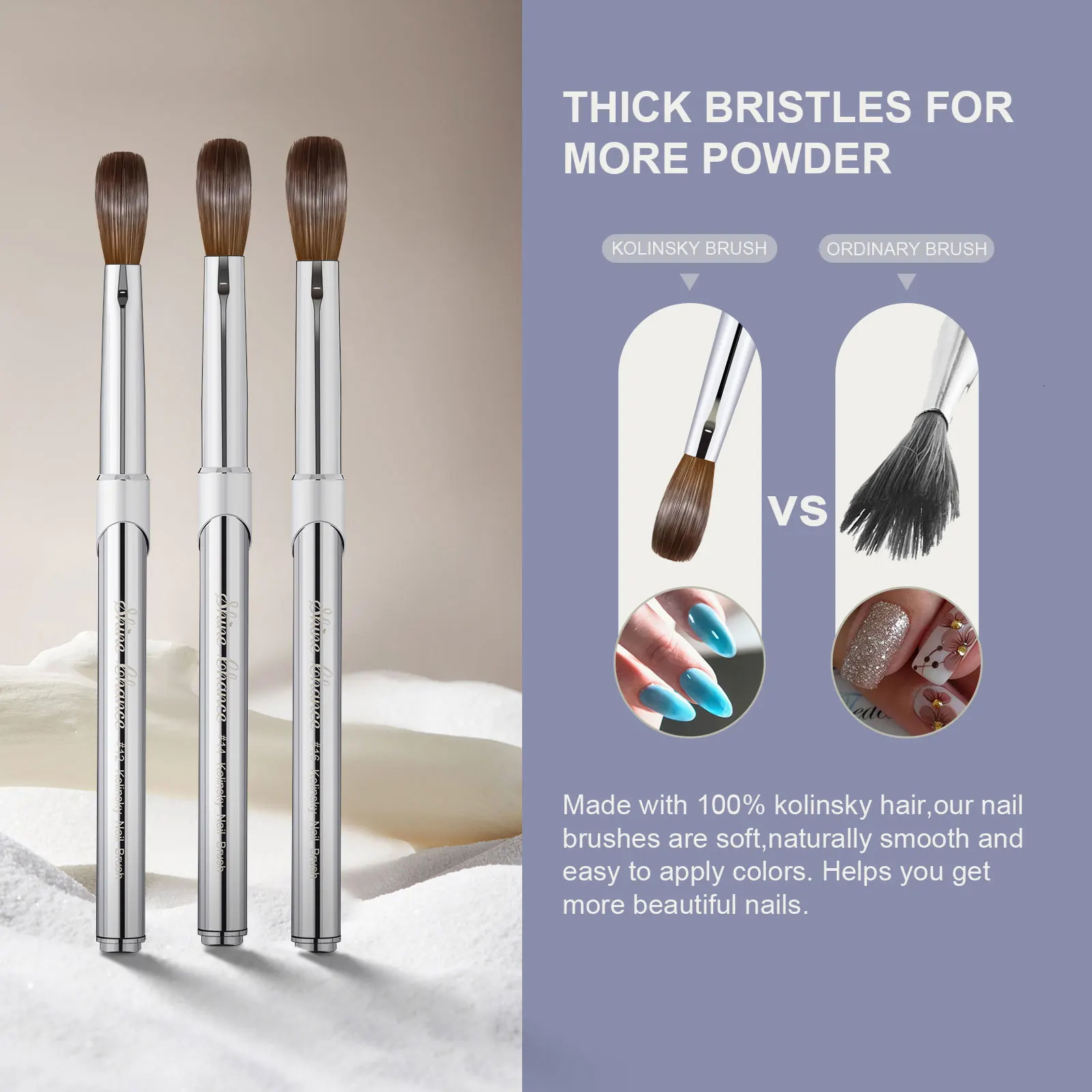 Shine Chance Acrylic Nail Art Brush 100% Pure Kolinsky Hair Oval Nail Brush for Acrylic Application Professional Nail Brush 250724