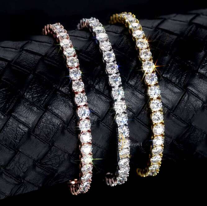 Factory Price Sier Chain D Color 2mm 3mm 4mm Dia Hiphop Jewelry Moissanite Tennis Link Necklace