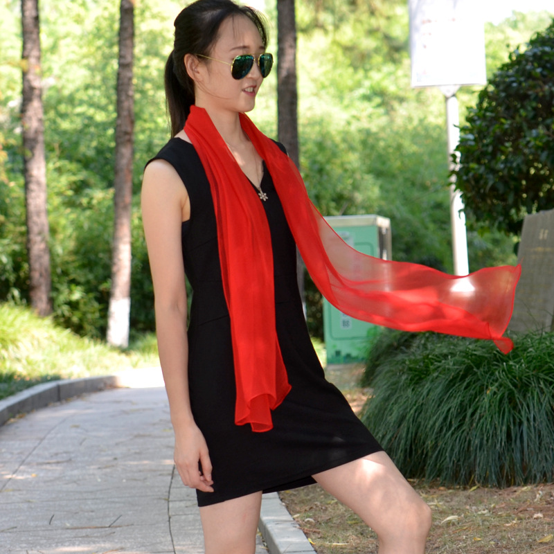 K1483 Spring and autumn small silk scarf for women Korean version of sun protection neck scarf thin long solid color scarf decorative shawl georgette 