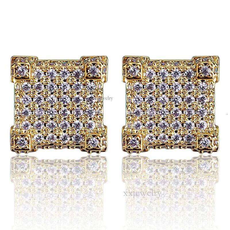 Sparkling Hiphop Men Screw Back Zircon Earrings Brand Designer Male Cool Cubic Crystal Dia Ear Stud Top Quality Jewelry Wholesale