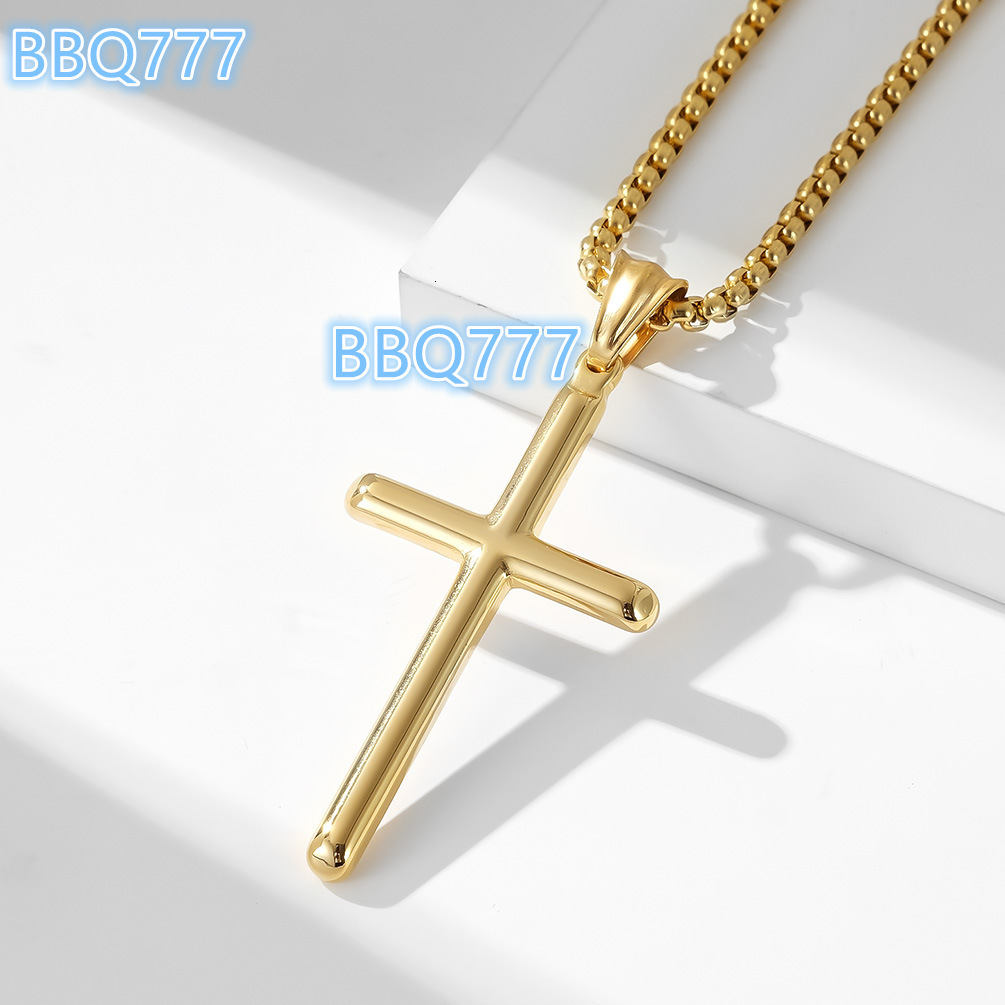 JY Fashion Minimalist Cylinder Stainless Steel Necklace 18k Gold Dainty Cross Necklace for Men Cross Necklace Women Jewelry