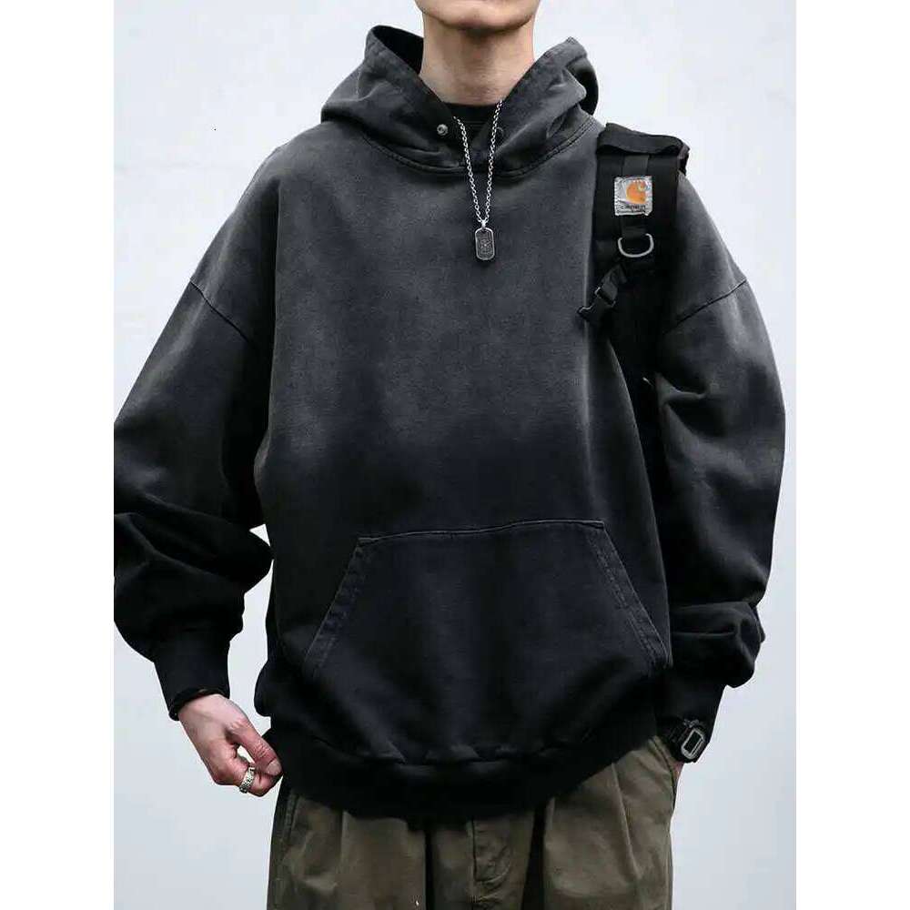 Mens Heavyweight Cotton Hoodie Oversized Streetwear Spring Autumn Garment Dyed Washed Ombre Pullover High Quality Sweatshirt 250726 - view 3